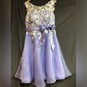Jaden lilac dress with white upper shoulders tulle with flowers